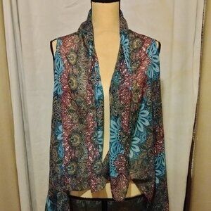 Colorful flower print scarf vest